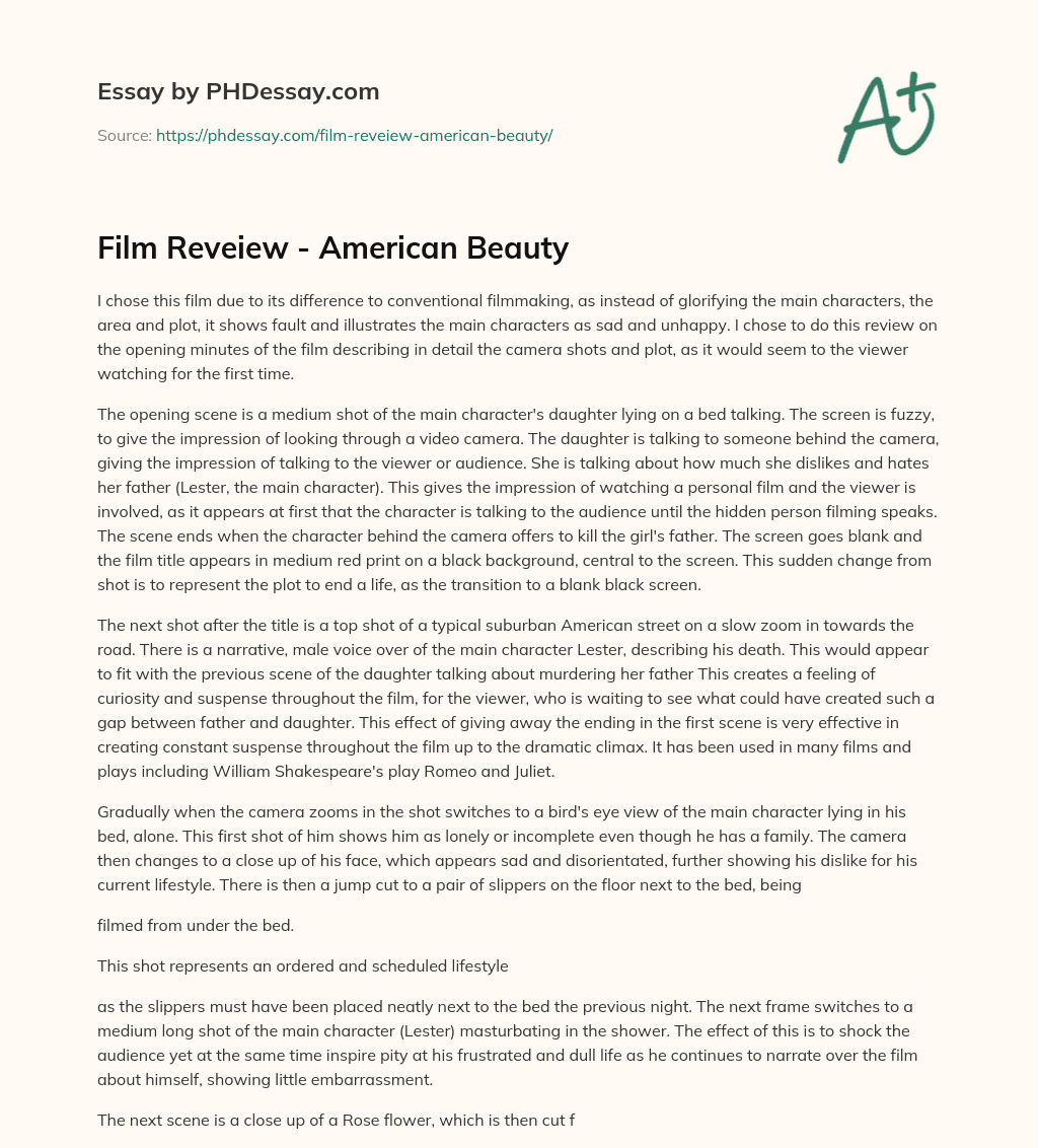 Film Reveiew – American Beauty essay