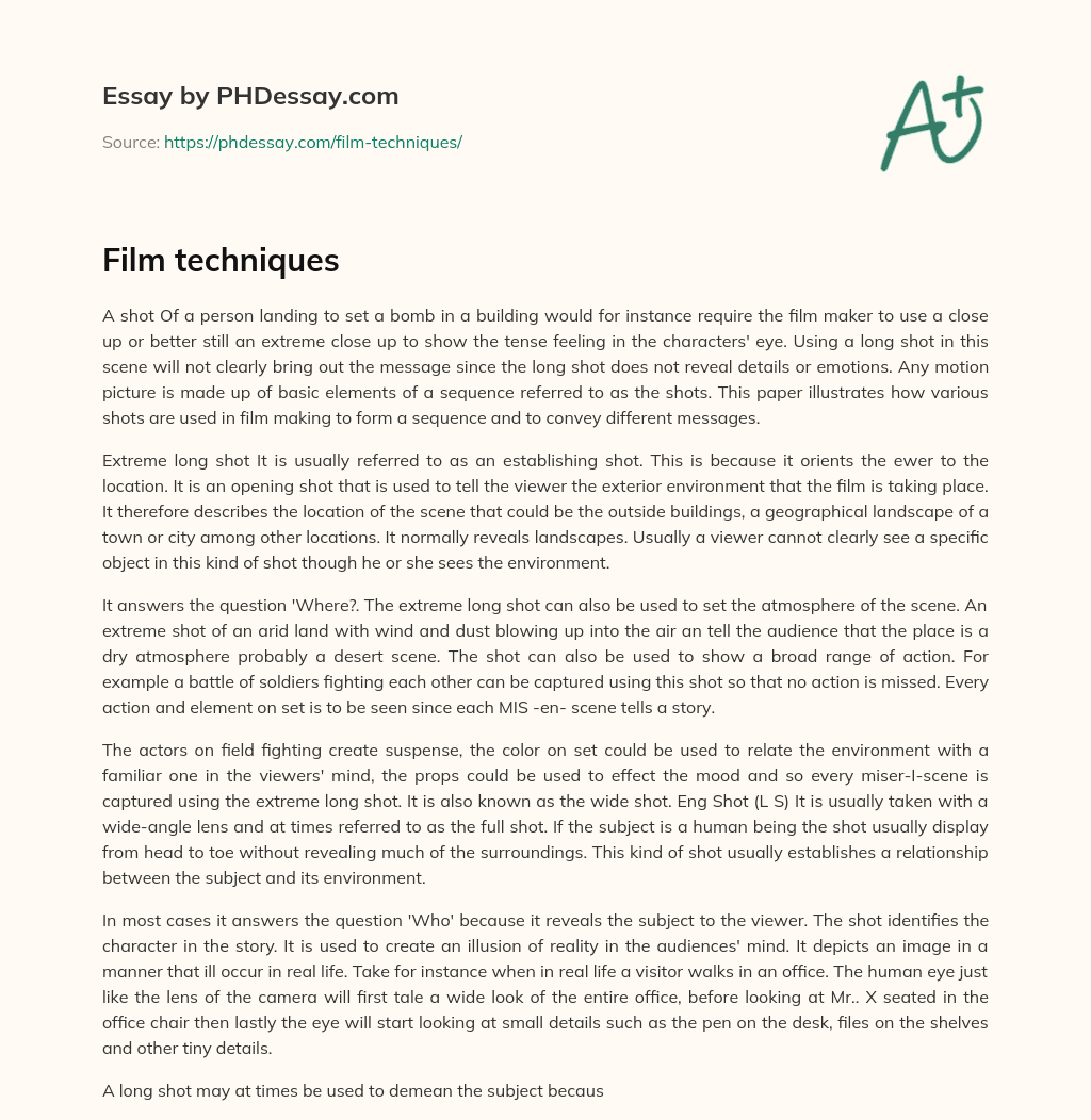 Film techniques essay