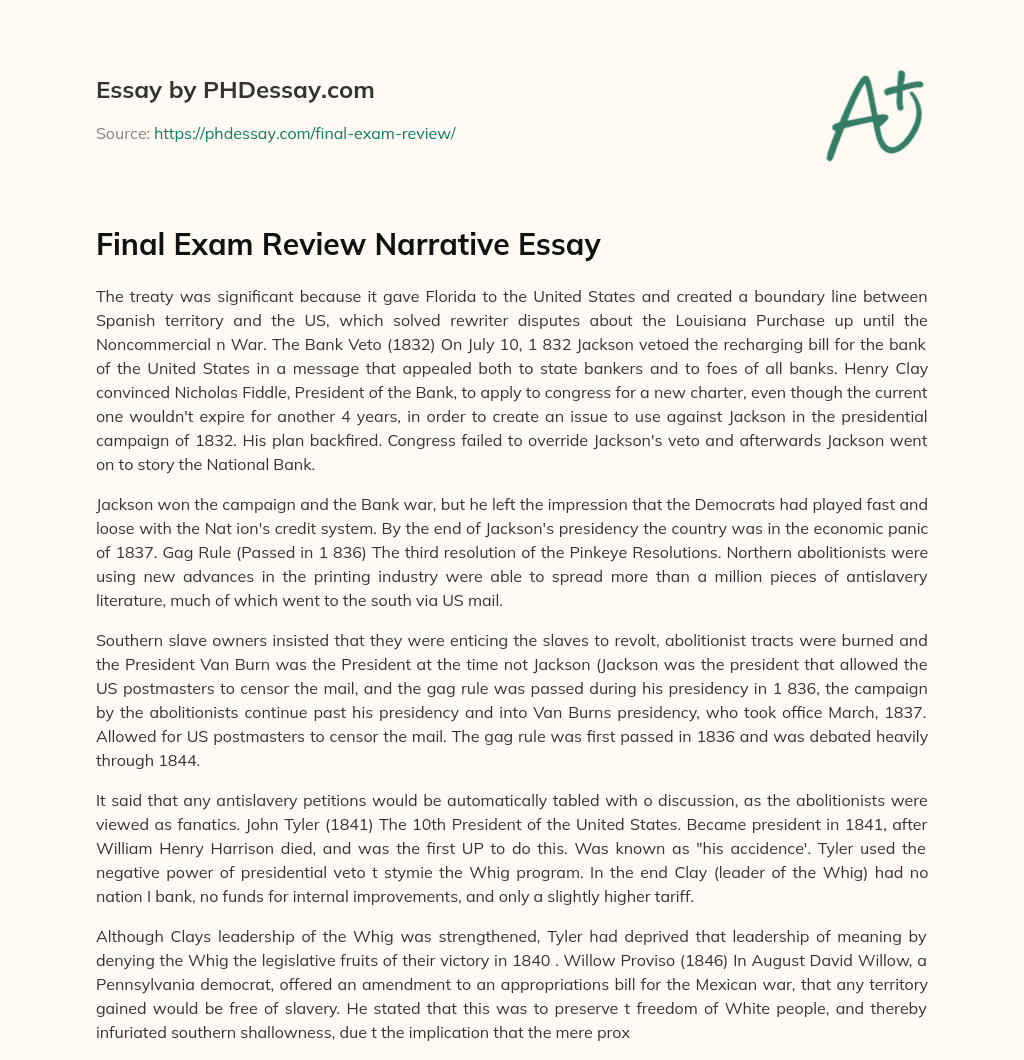 Final Exam Review Narrative Essay essay