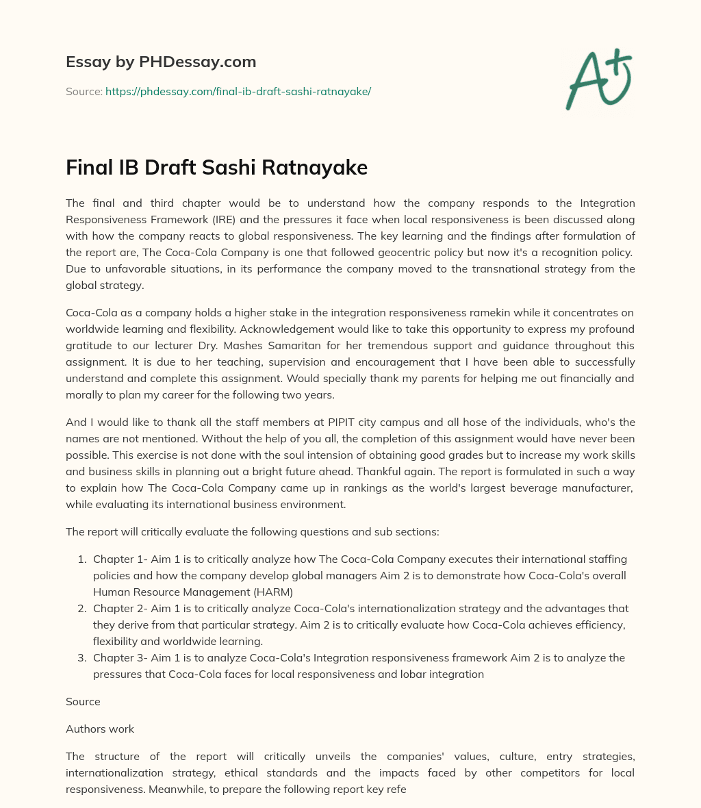 Final IB Draft Sashi Ratnayake essay
