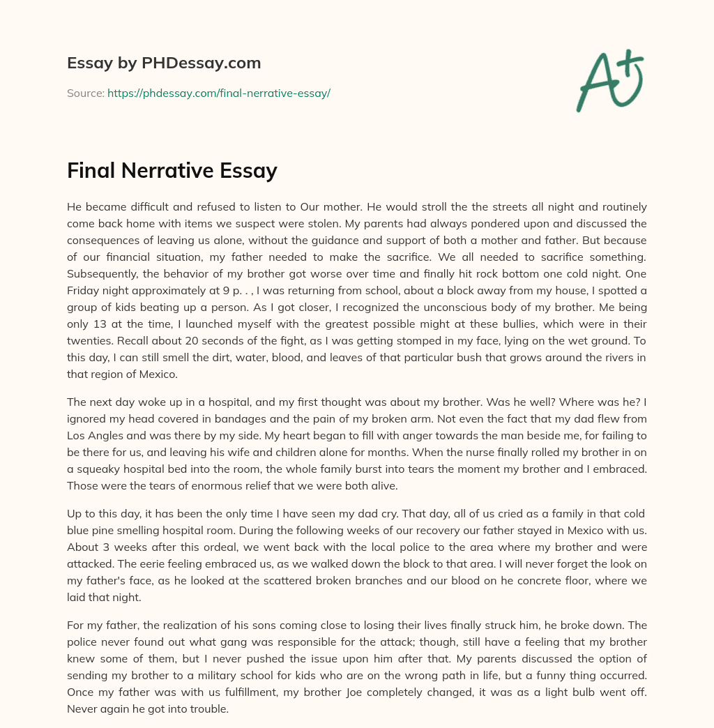 Family Struggles and Sacrifices Lead to Tragic Consequences essay