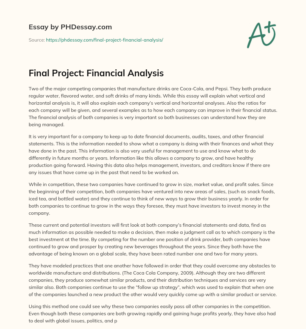Final Project: Financial Analysis essay