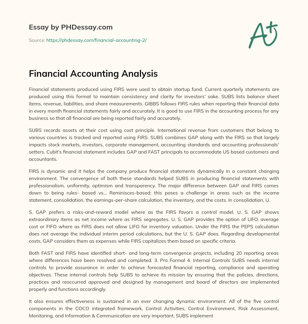 Financial Accounting Analysis essay