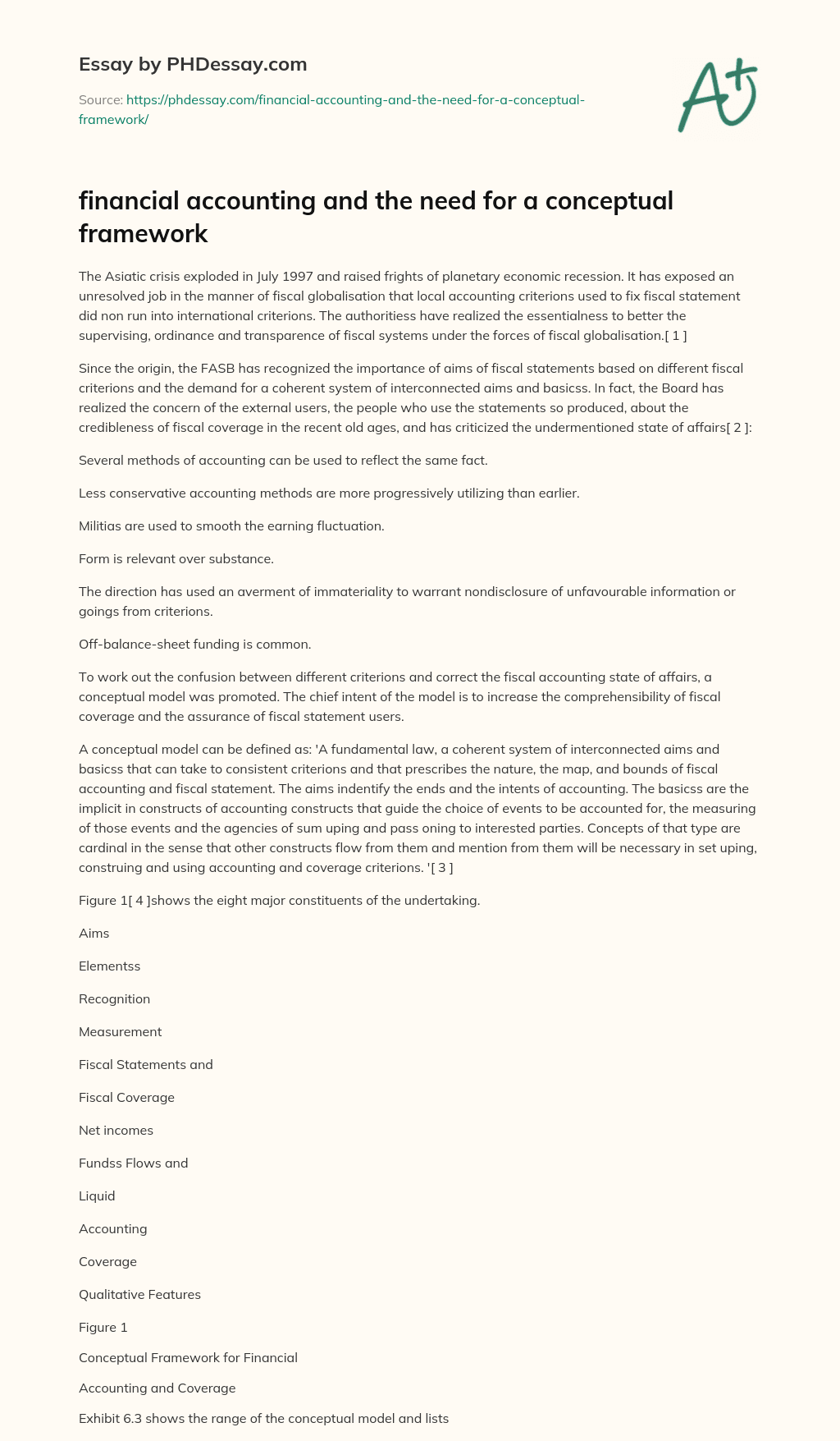 financial accounting and the need for a conceptual framework essay
