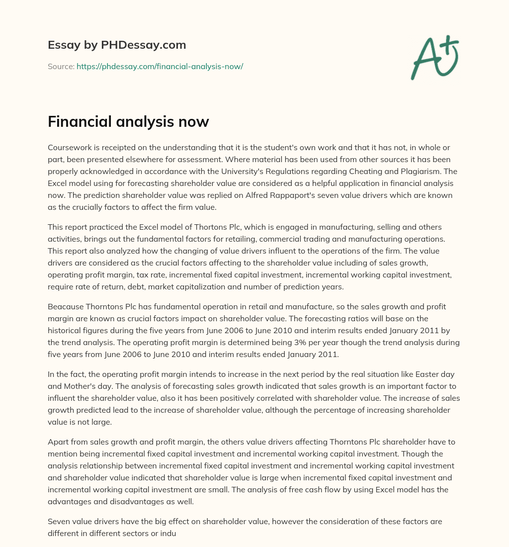 Financial analysis now essay