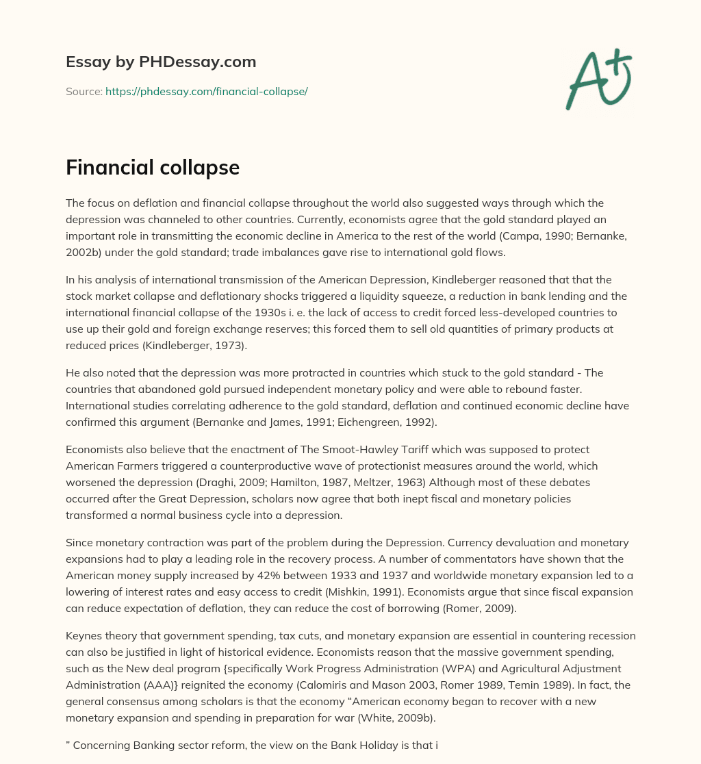 Financial collapse essay