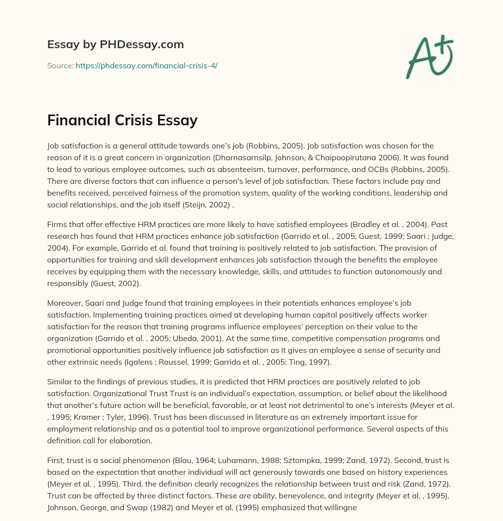Financial Crisis Essay essay