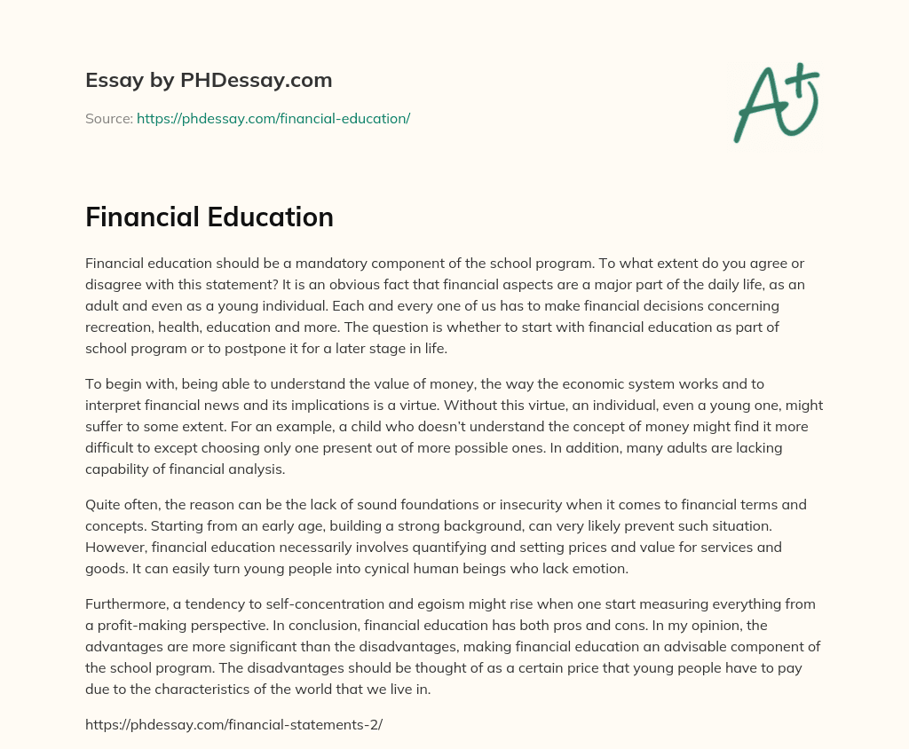 Financial Education essay