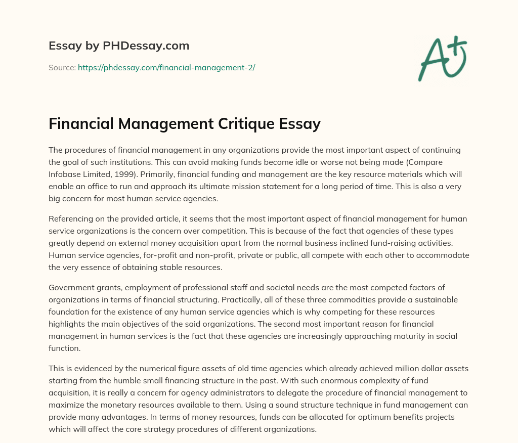 financial management essay pdf