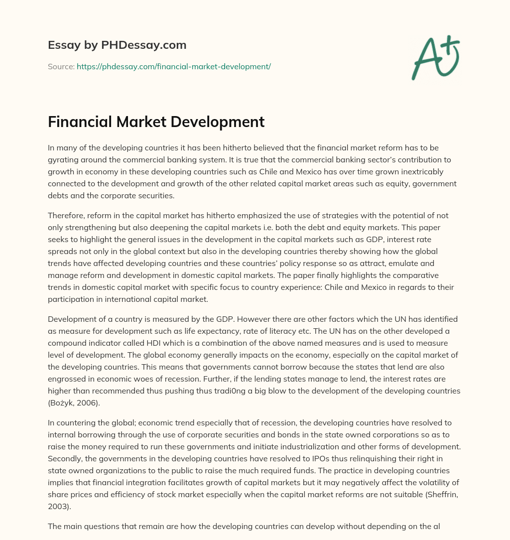 Financial Market Development essay