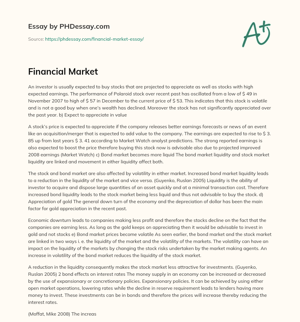 Financial Market essay