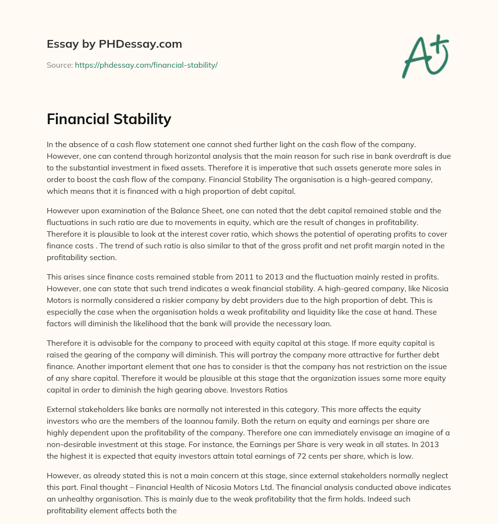 Financial Stability essay