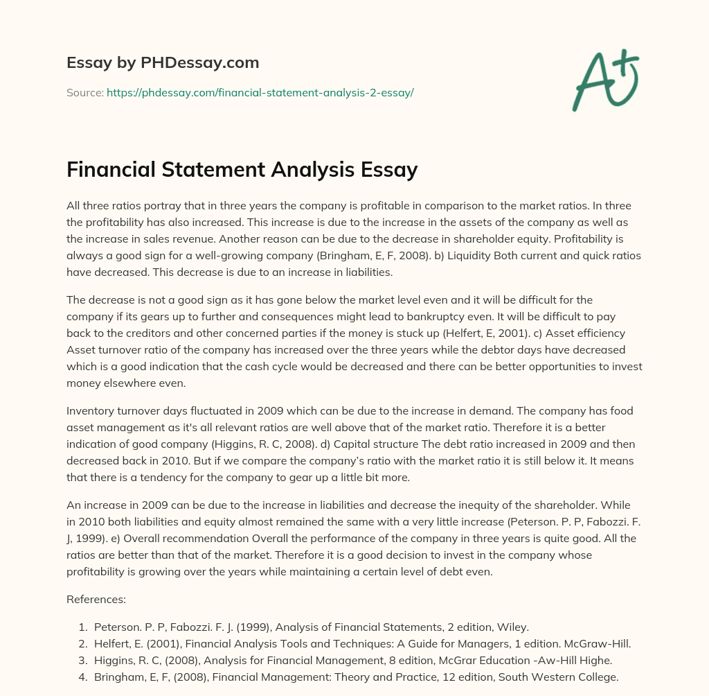 Financial Statement Analysis Essay essay