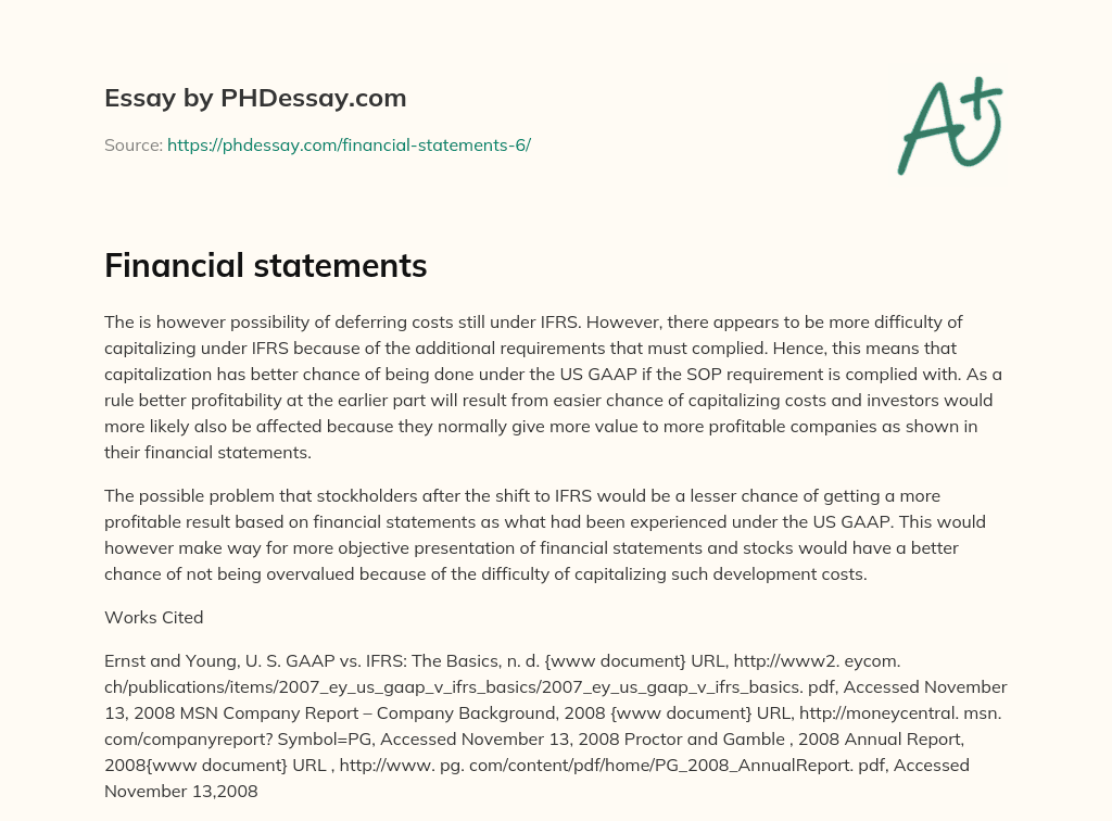 Financial statements essay