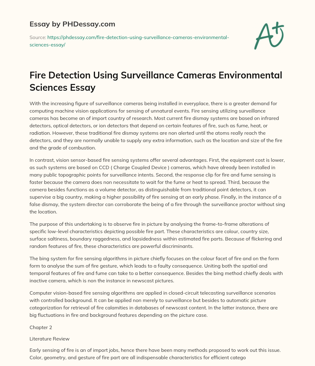 Fire Detection Using Surveillance Cameras Environmental Sciences Essay