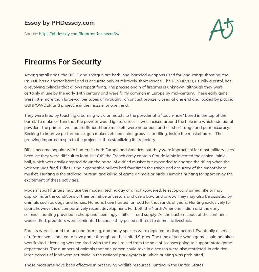 Firearms For Security essay