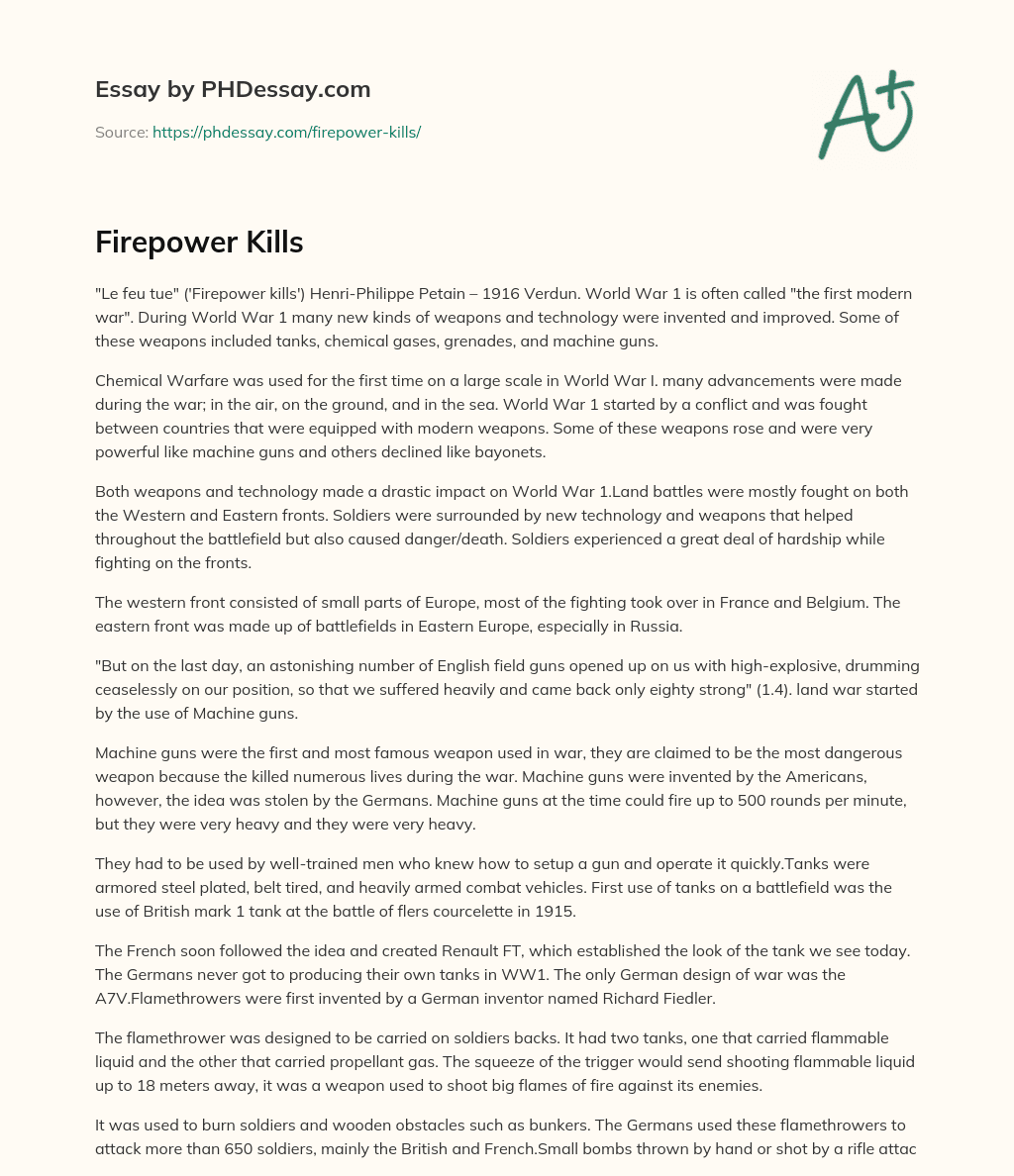 Firepower Kills essay