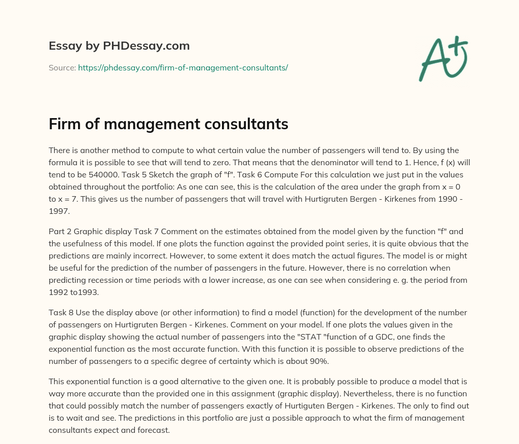 Firm of management consultants essay