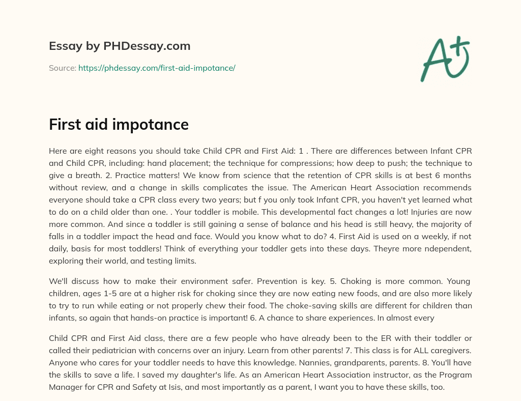 First aid impotance (400 Words)