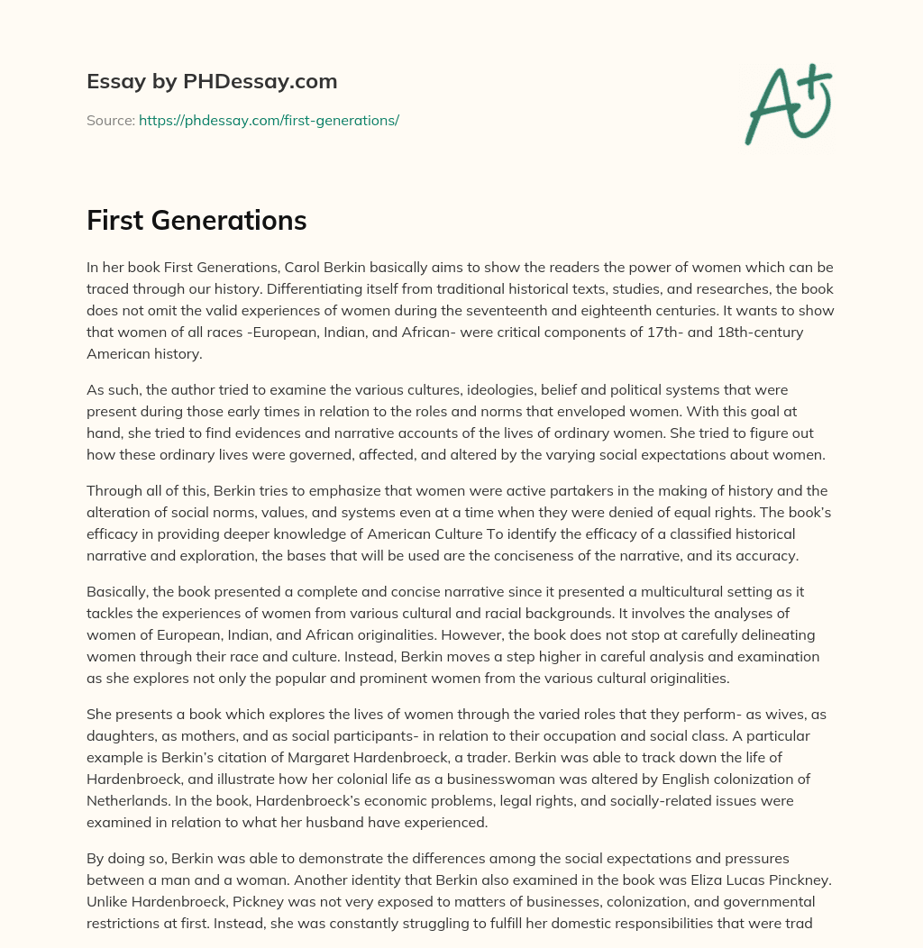 First Generations essay