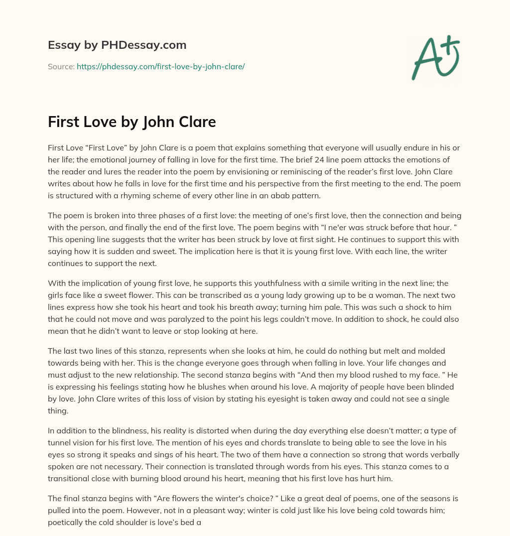 First Love By John Clare.webp