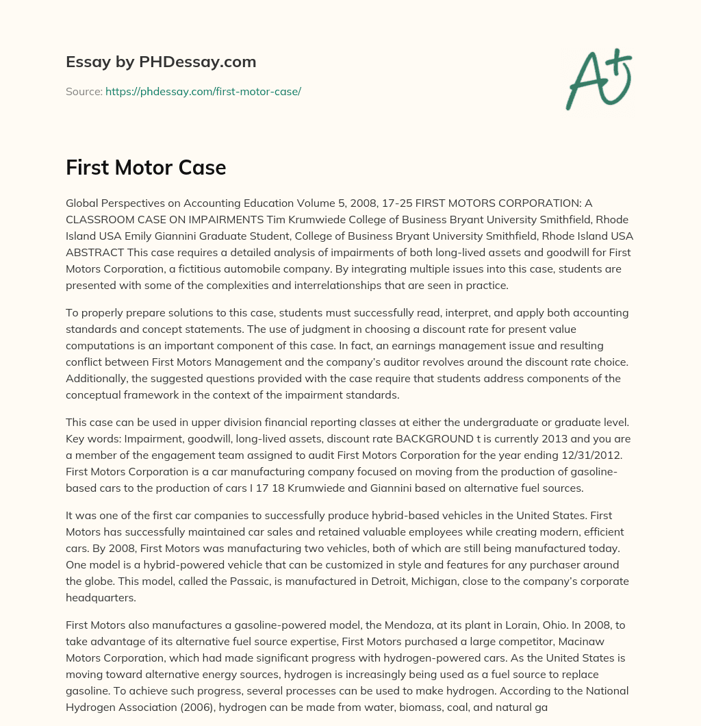 First Motor Case essay