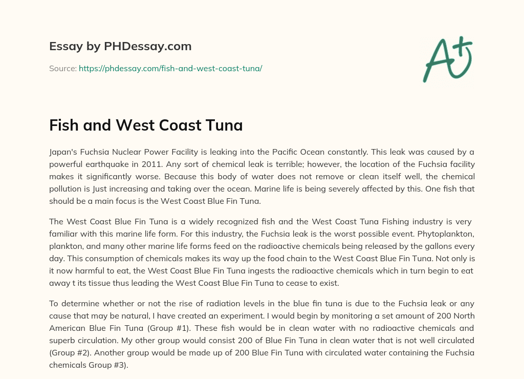 Fish and West Coast Tuna essay