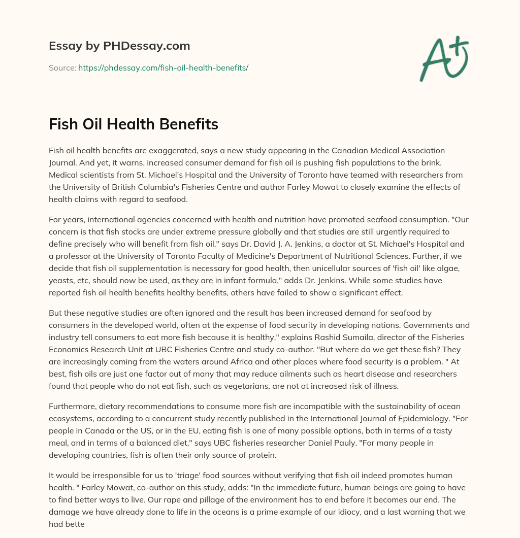 Fish Oil Health Benefits essay