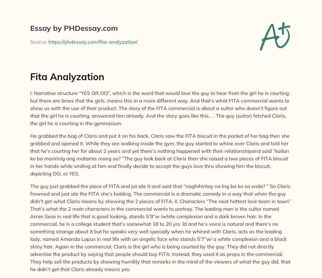 Fita Analyzation essay