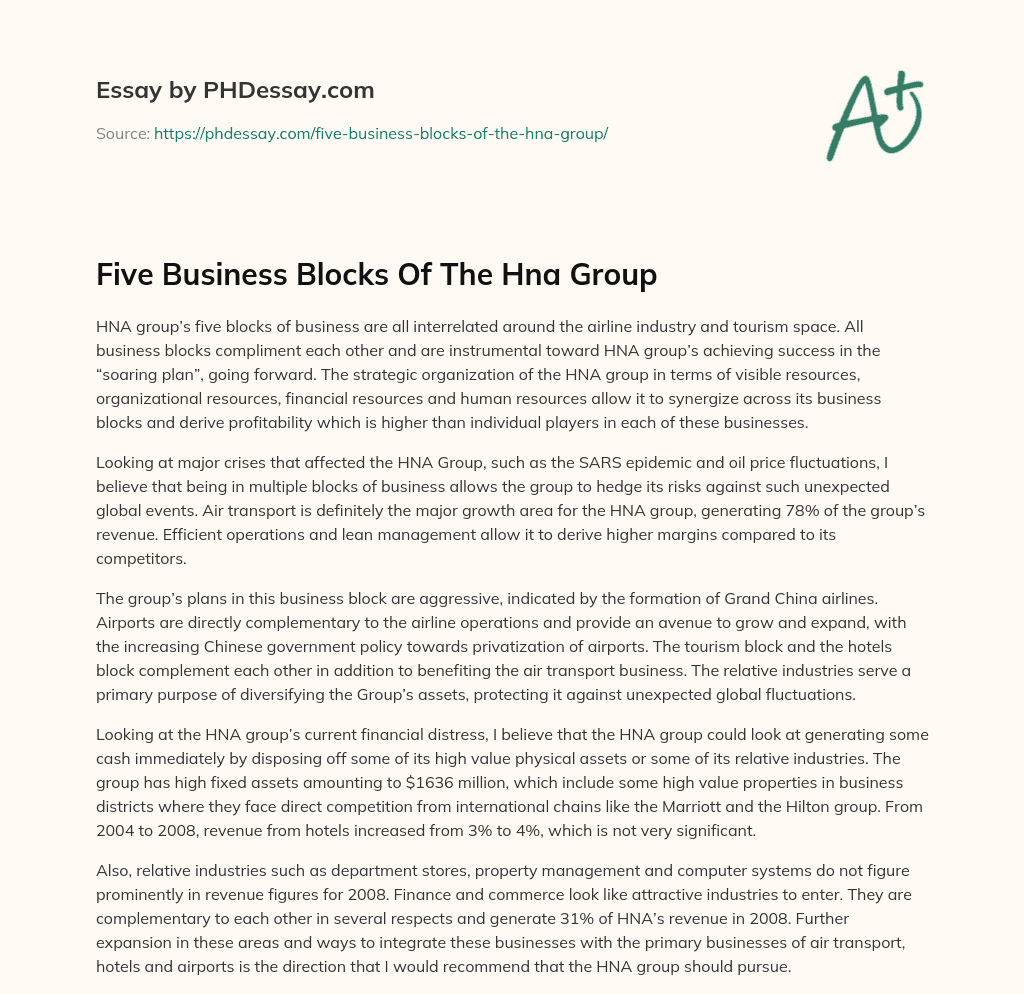 Five Business Blocks Of The HNA Group essay
