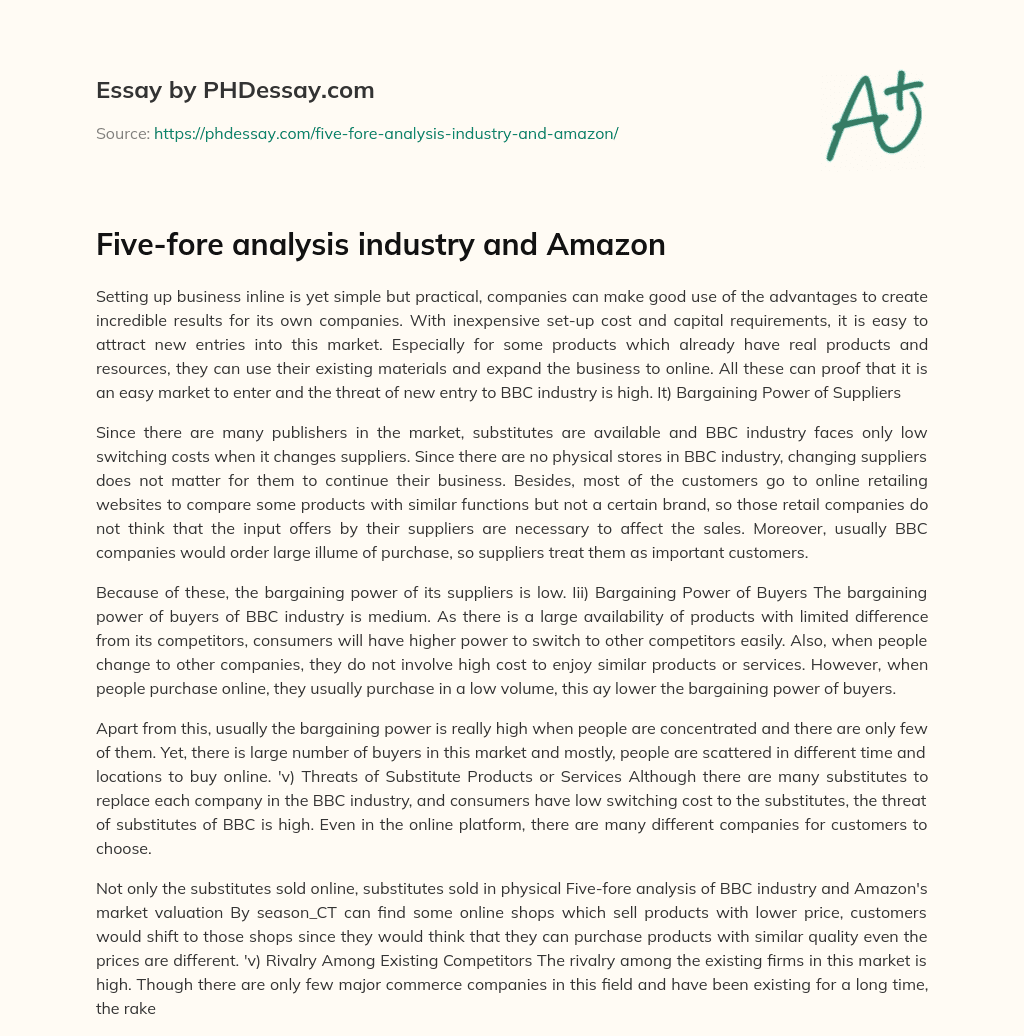 Five-fore analysis  industry and Amazon essay