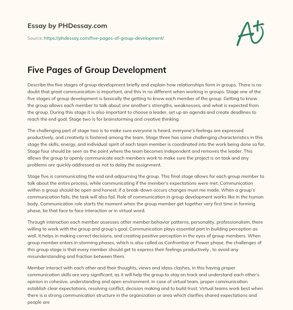 Five Pages of Group Development essay