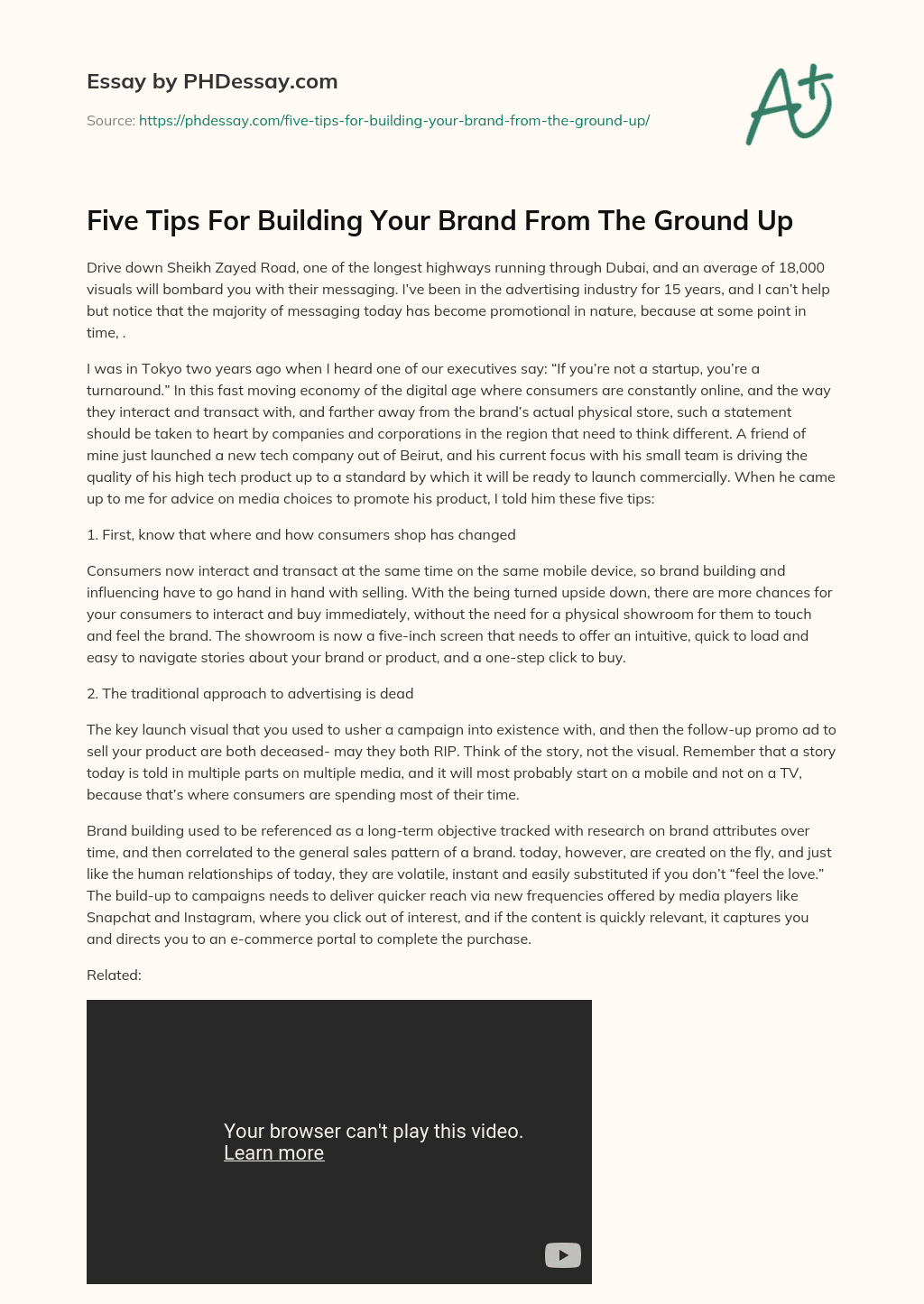 Five Tips For Building Your Brand From The Ground Up essay