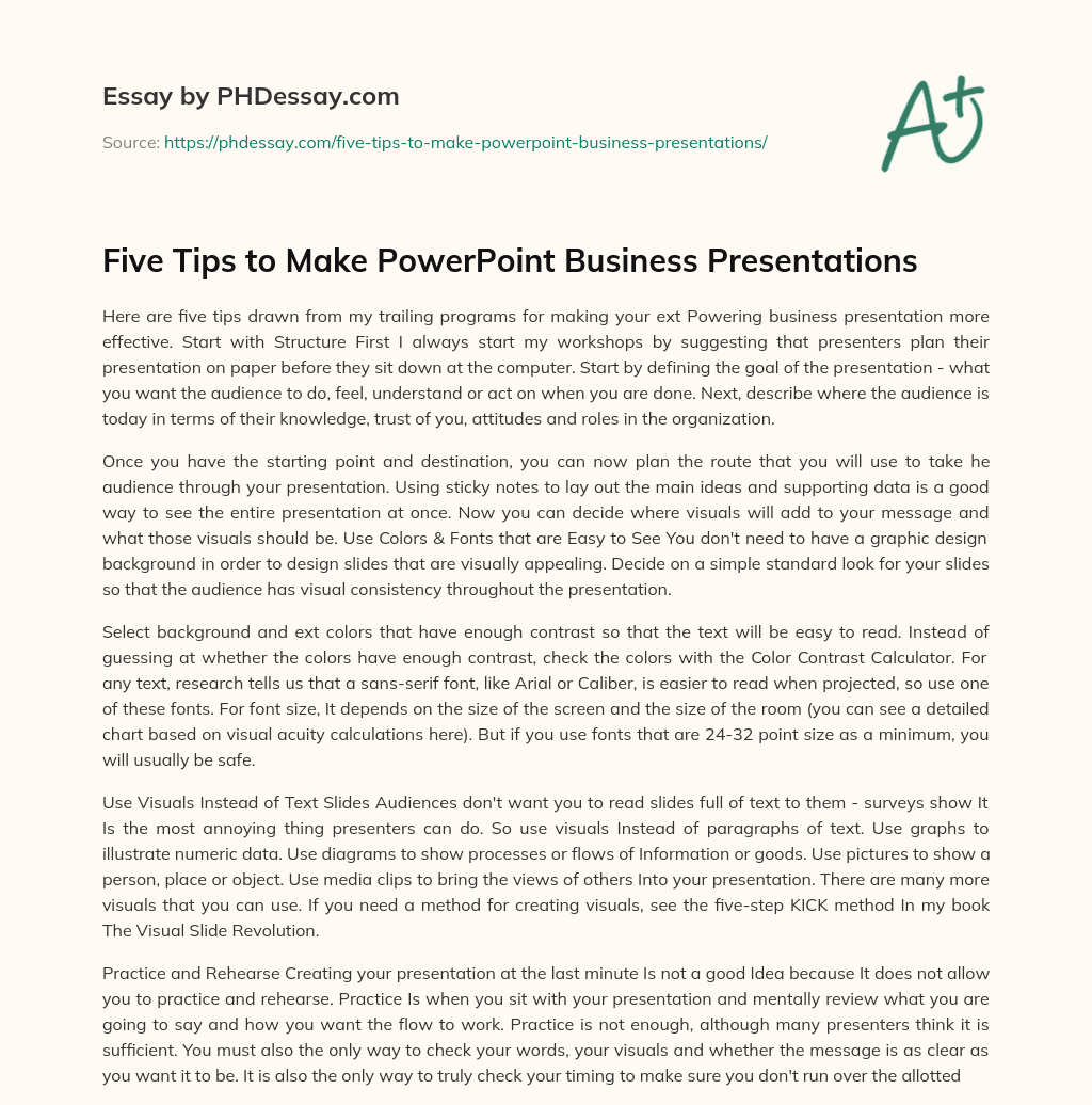 Five Tips to Make PowerPoint Business Presentations essay