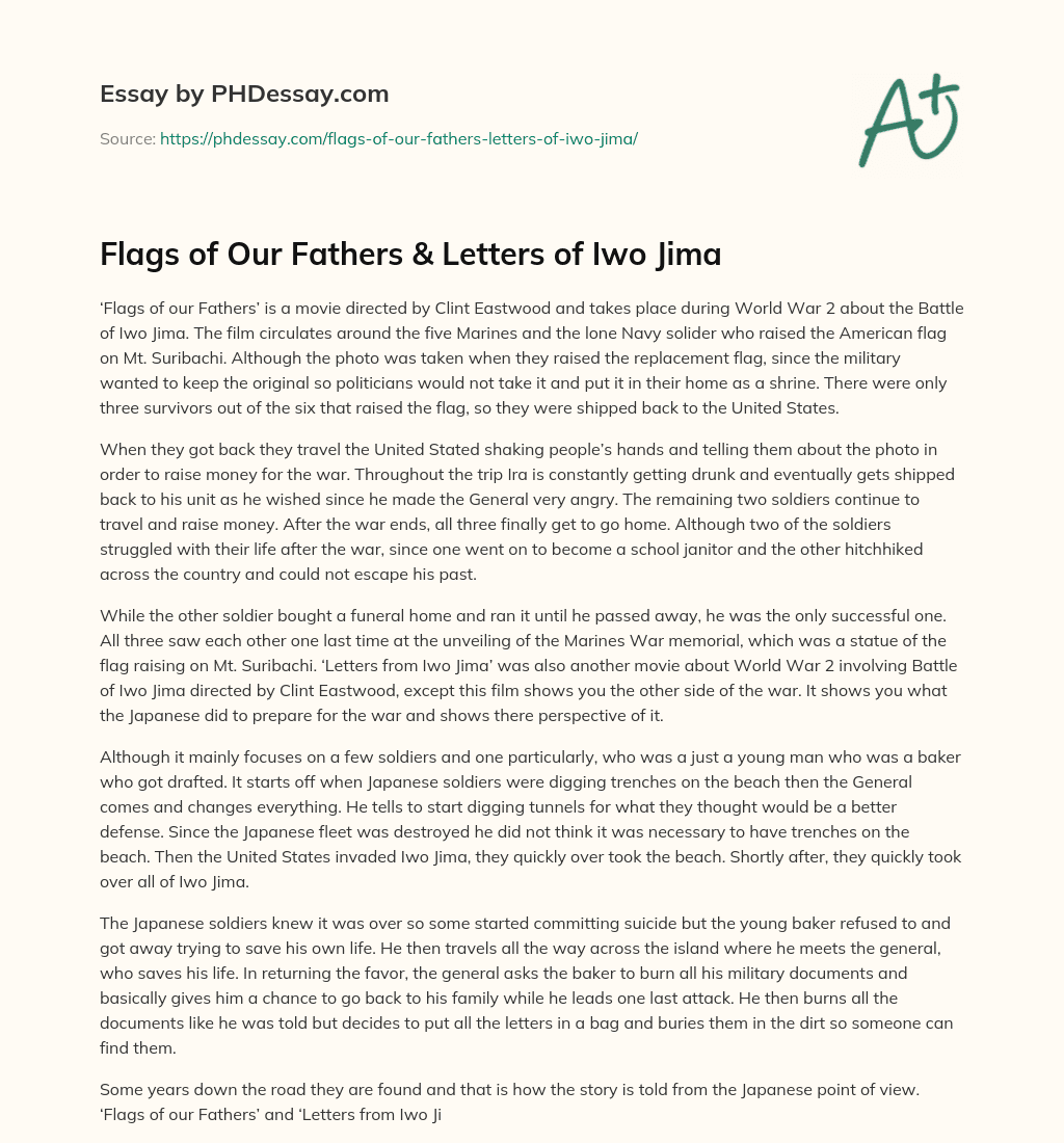 Flags of Our Fathers & Letters of Iwo Jima essay