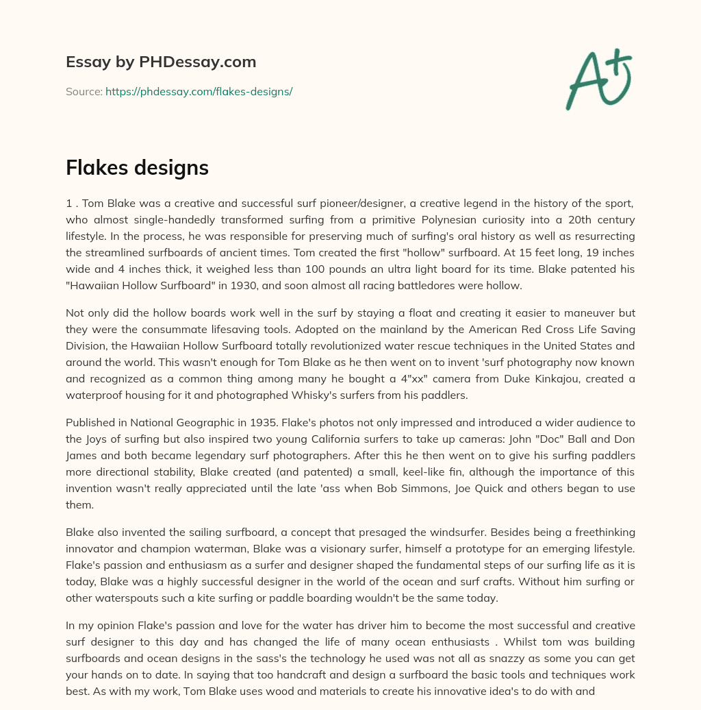 Flakes designs essay