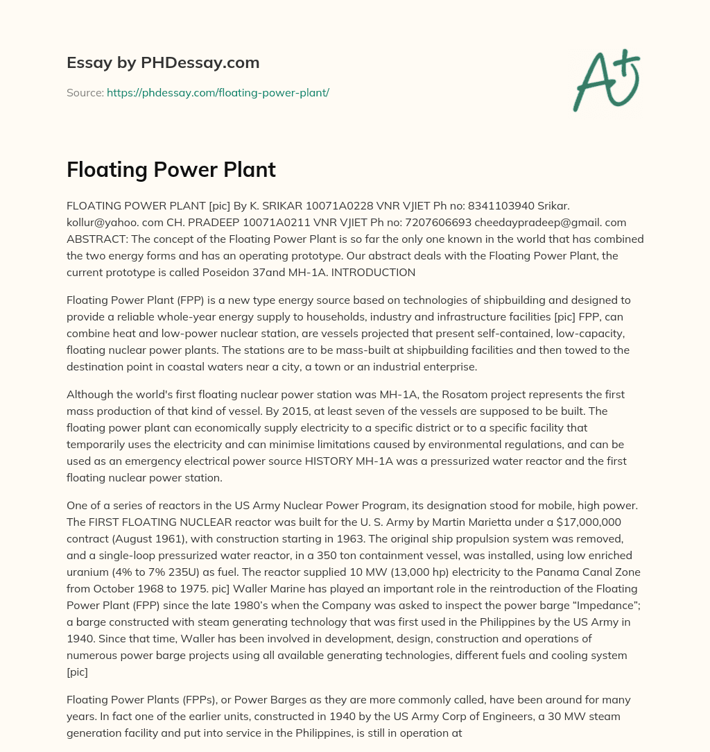 Floating Power Plant essay