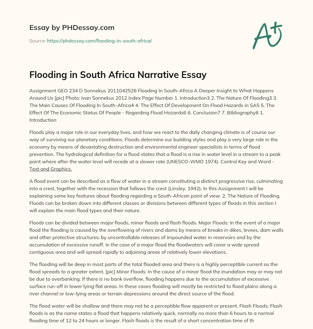 essay about floods in south africa