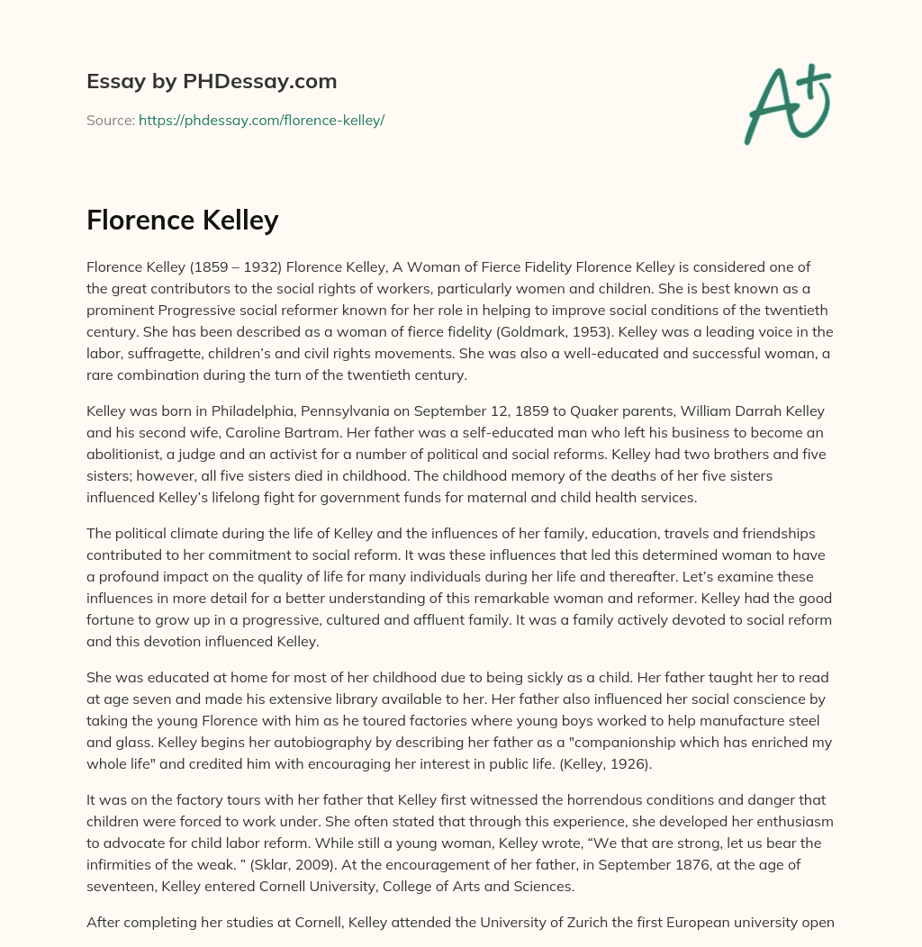 Florence Kelley essay
