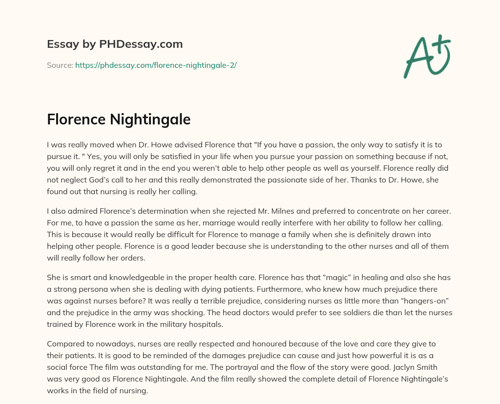 Florence Nightingale essay