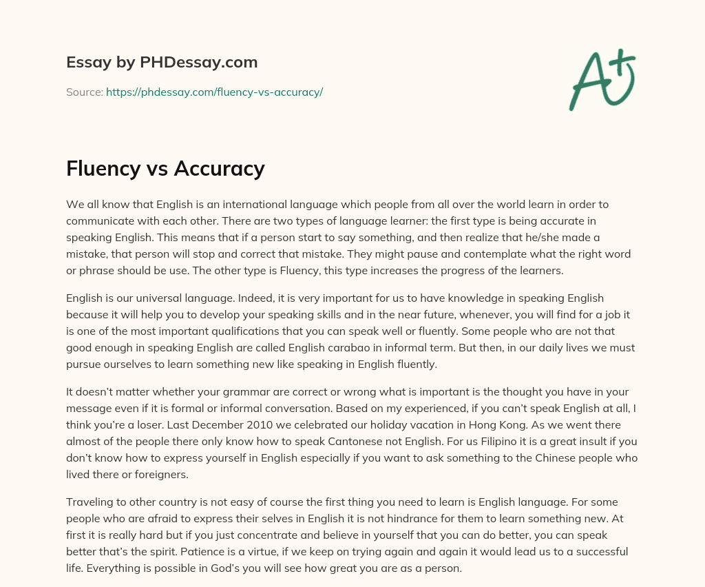Fluency vs Accuracy essay