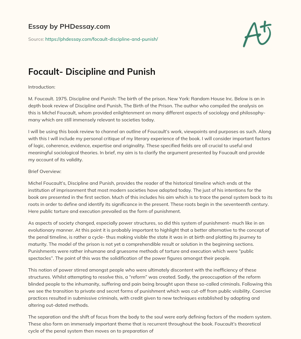 Focault- Discipline and Punish essay