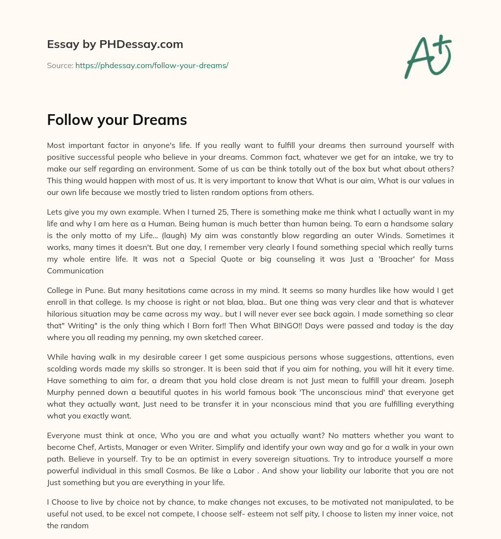 your dreams essay