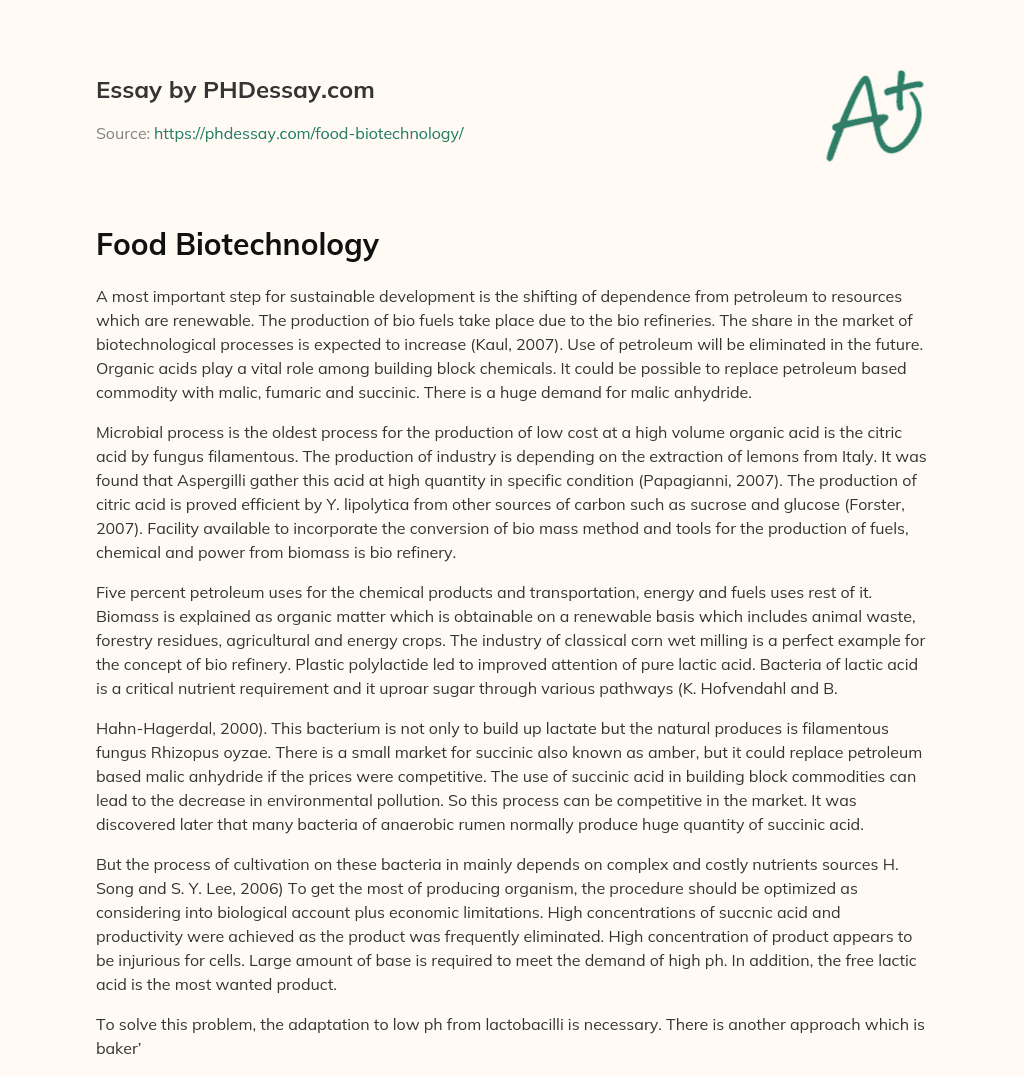 Food Biotechnology essay