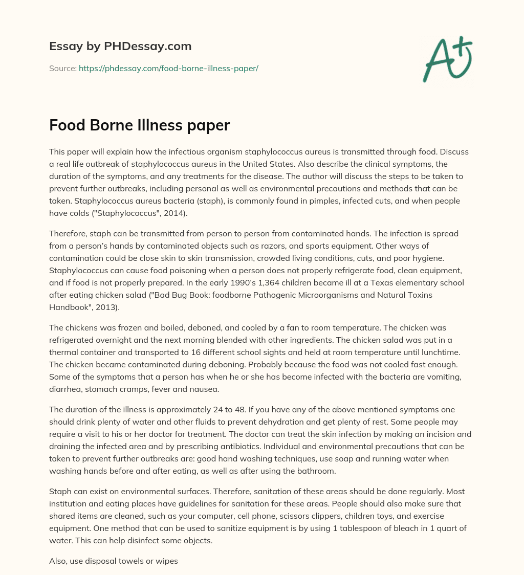 essay on food borne diseases