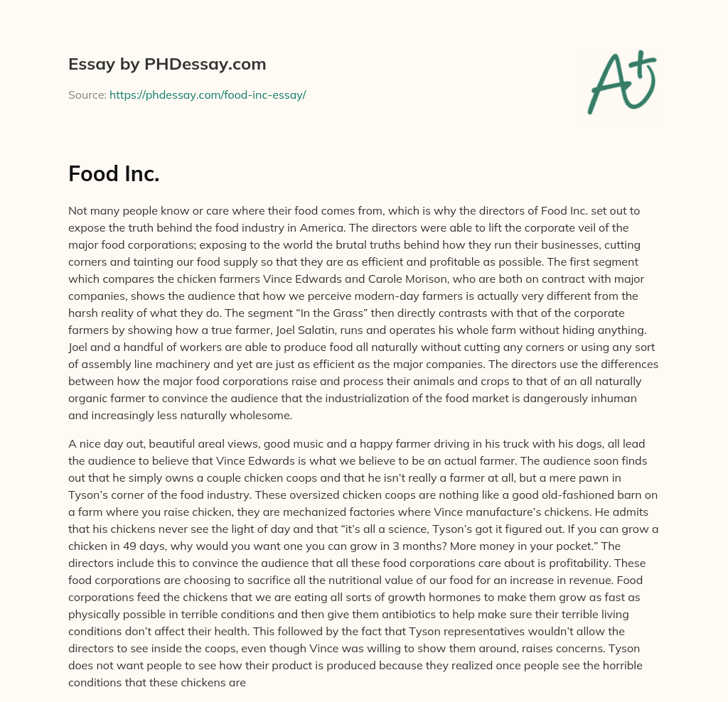 the food college essay example