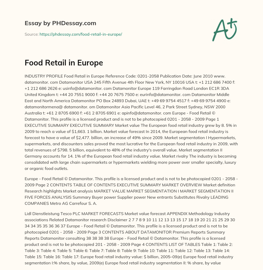 Food Retail in Europe