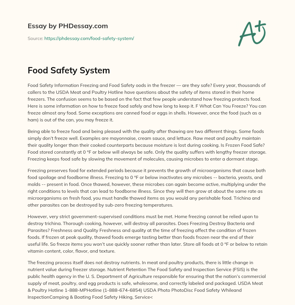 Food Safety System essay