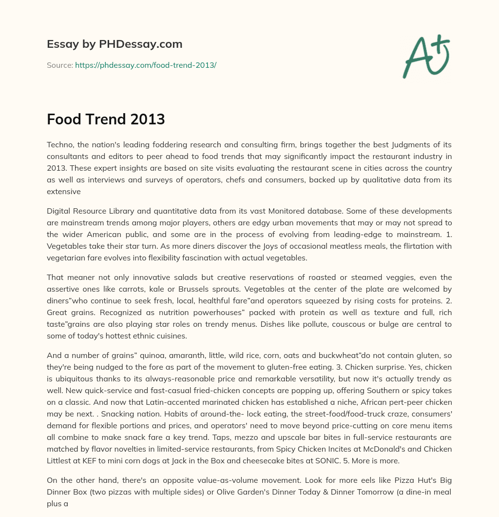 food trends essay