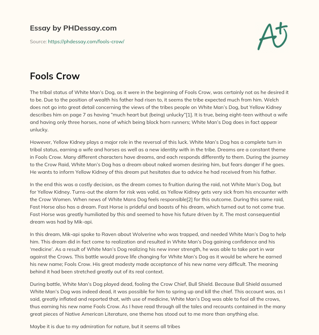 Fools Crow essay